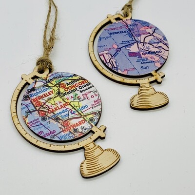 Wood Globe Ornament - East Bay