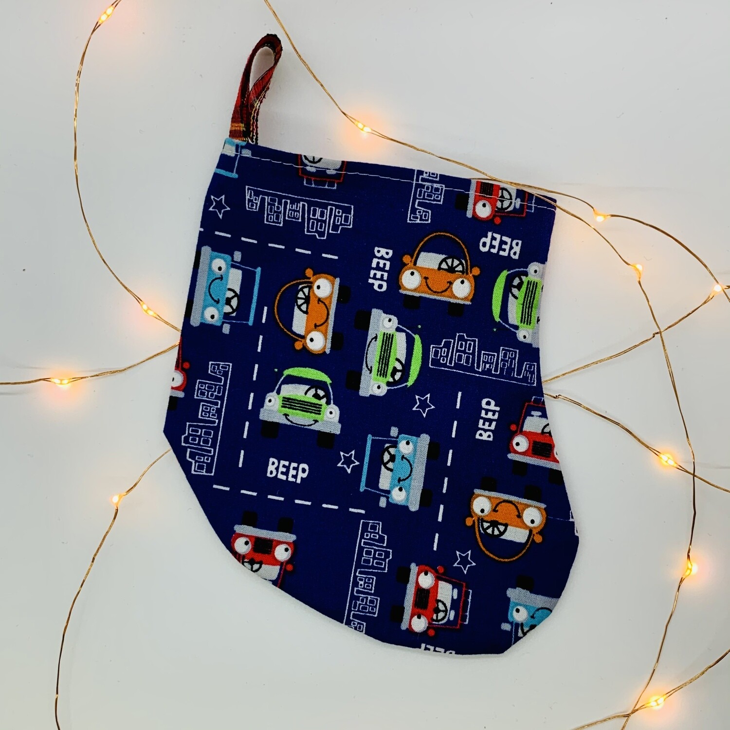Mini Xmas Stocking Blue Car