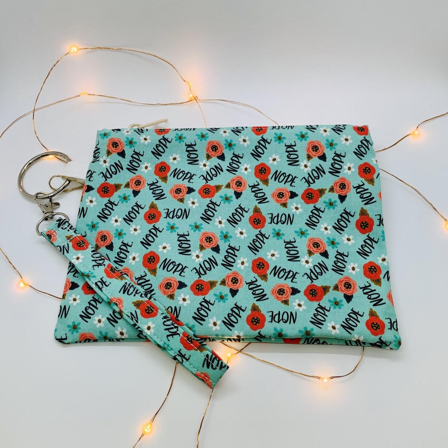 Sassy Clutch, Teal Nope