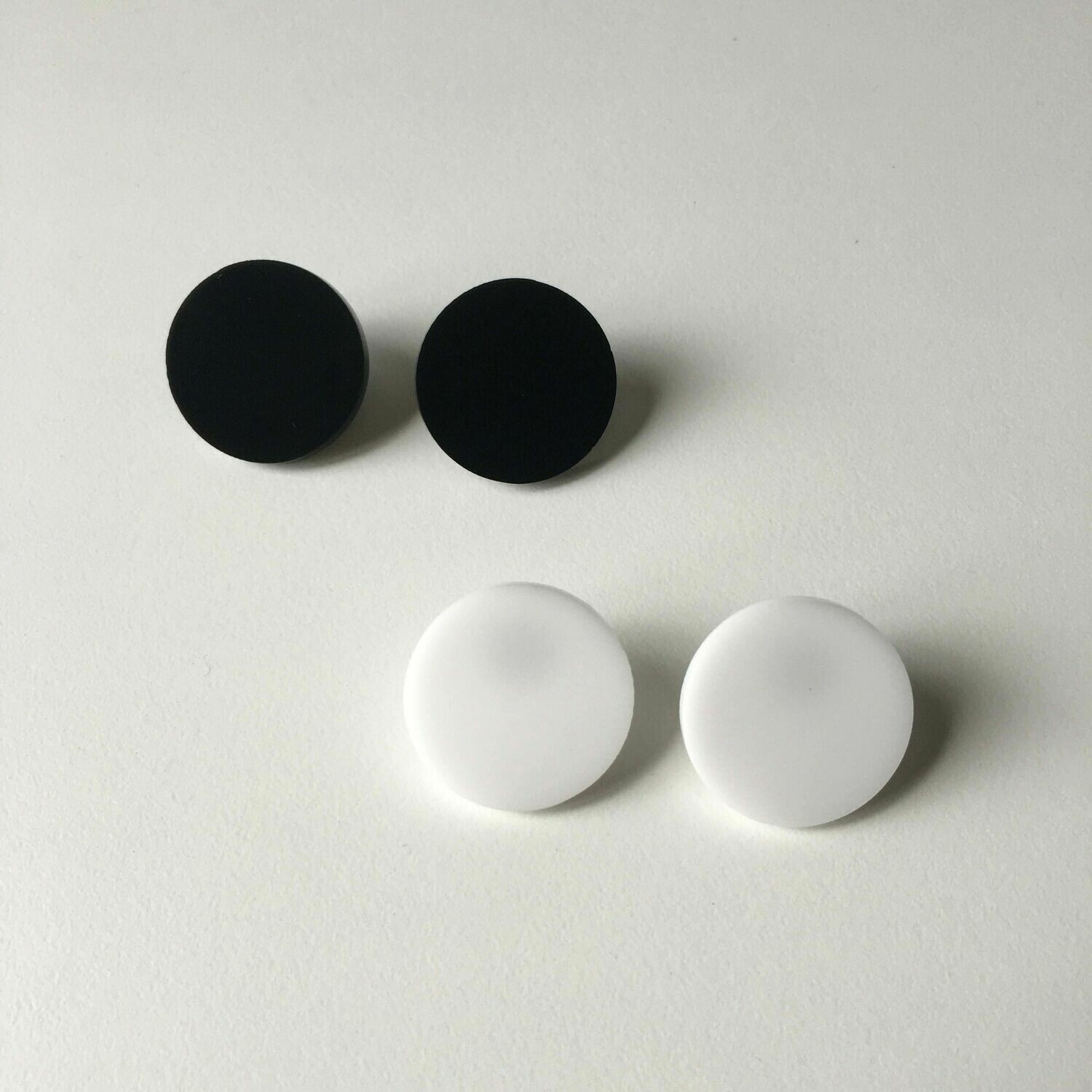 Stud Earrings, Day-Night - White