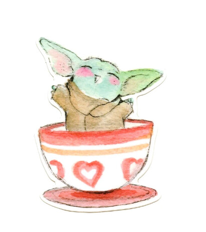 Tea Cup Baby Yoda Sticker