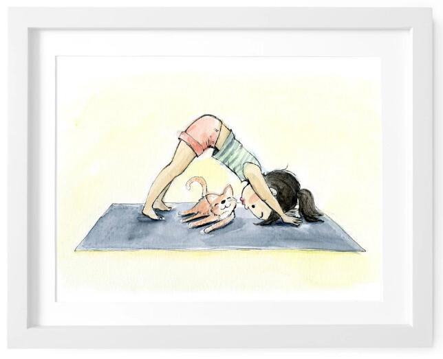 Downward Dog, Sleeping Cat 8x10 print