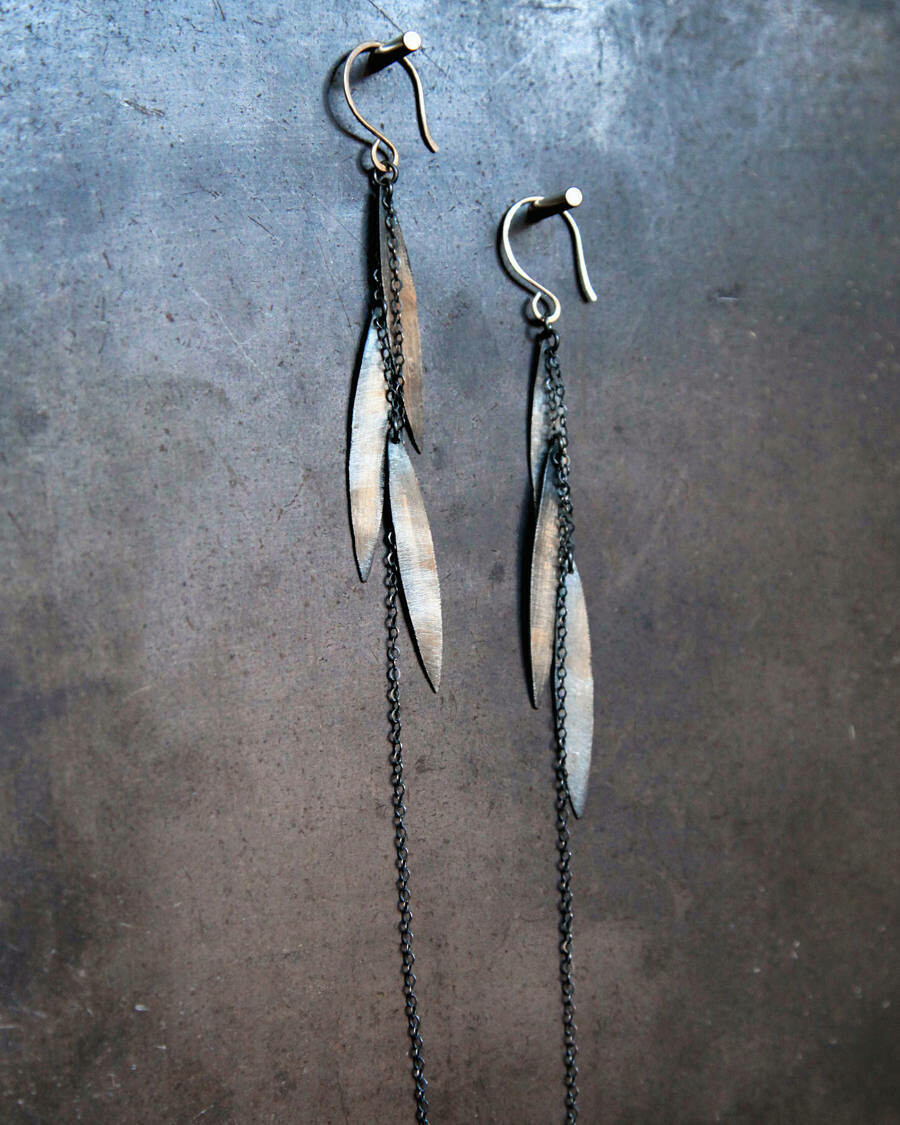Silver Leafy Dangles with Chains