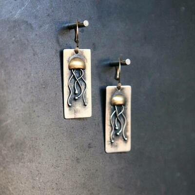 Mixed Metal Jellyfish Earrings