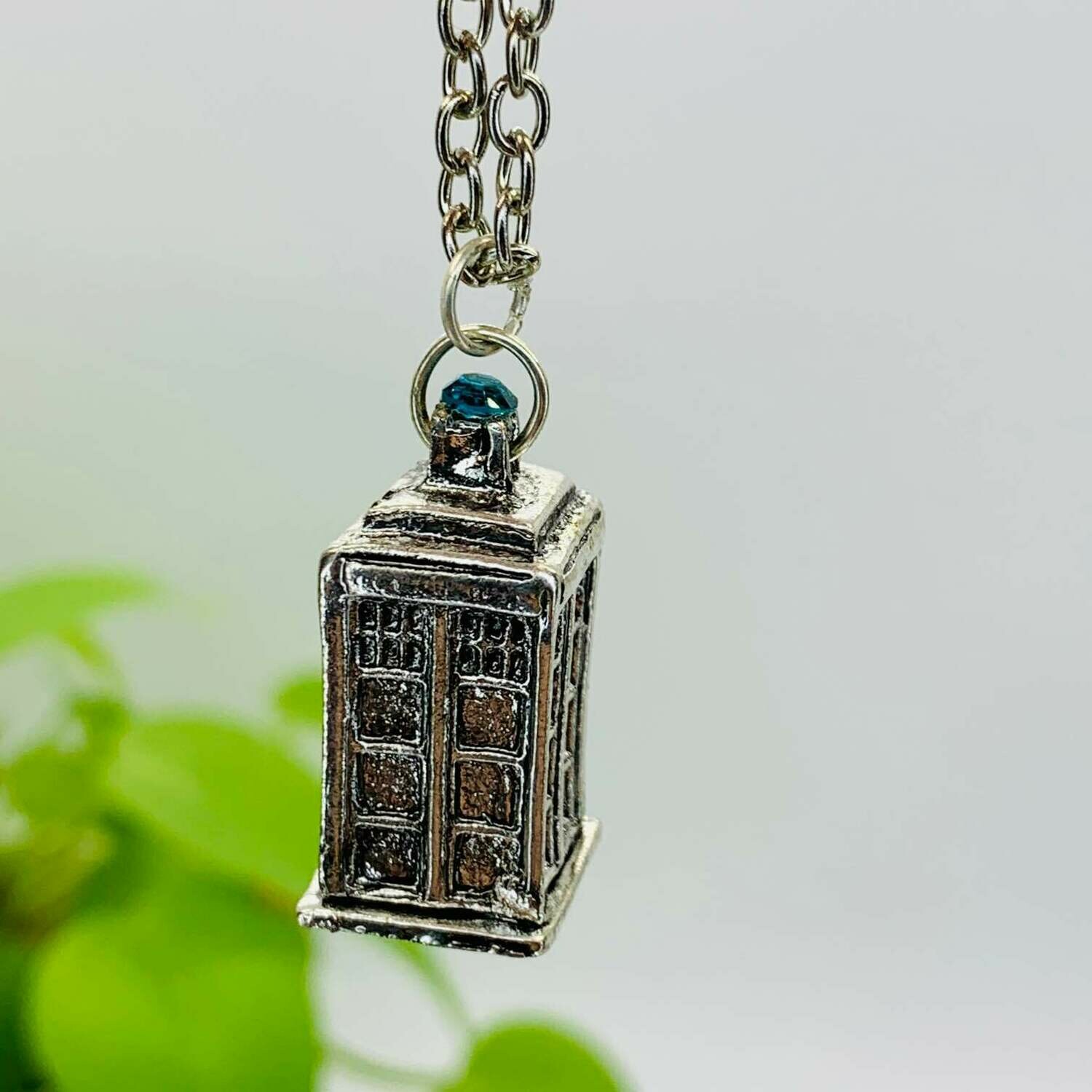 3D Silver TARDIS Necklace