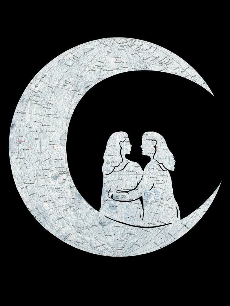 To the Moon and Back - Long Hair Couple, 11x14 Poster