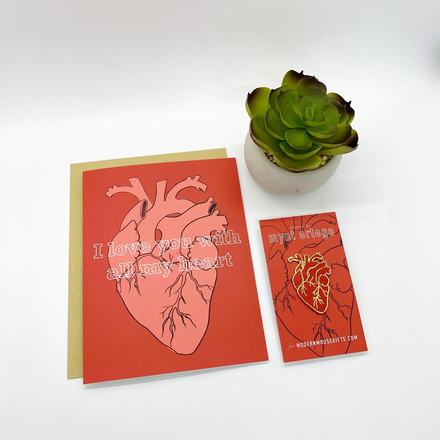 Card & Pin Set: Anatomical Heart
