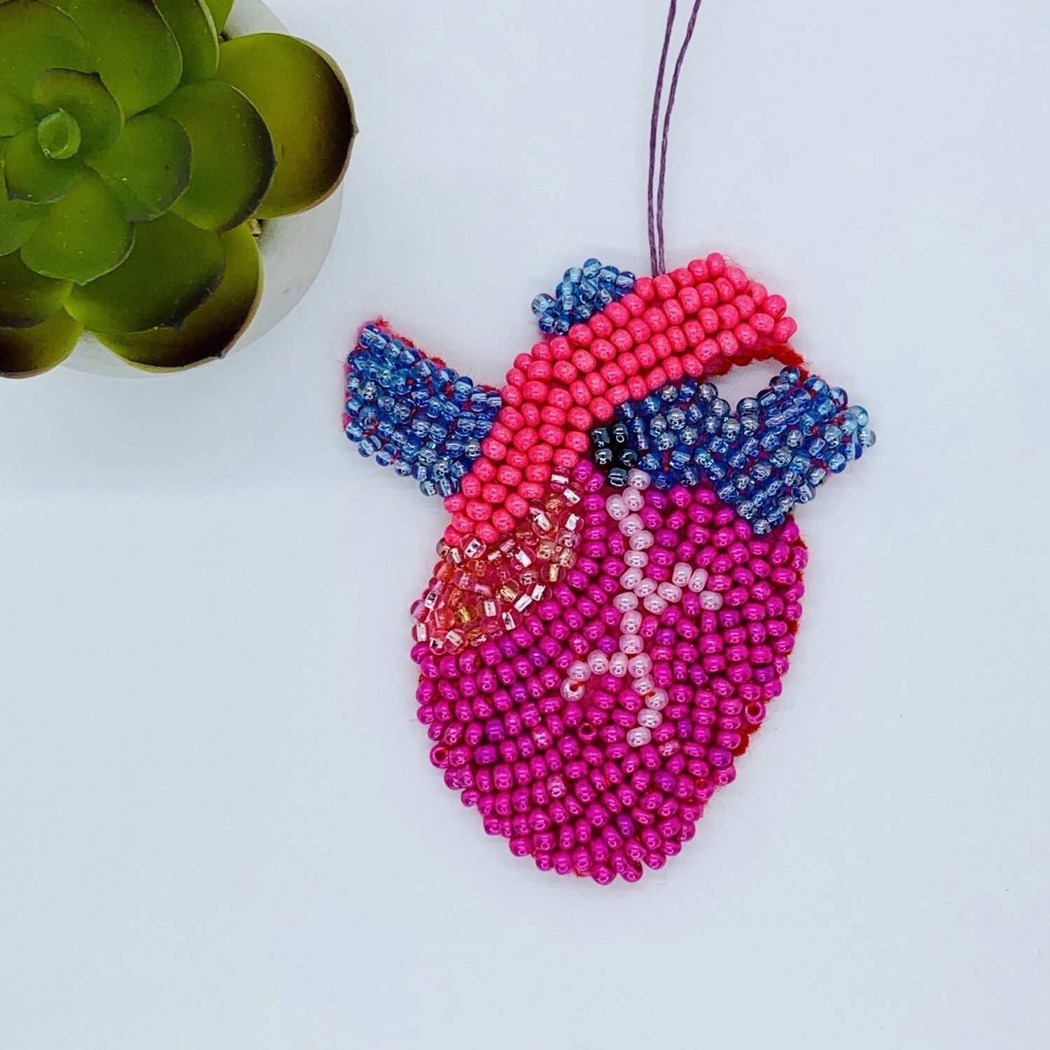 Small Heart Beaded Wall Hanging - Anatomical Heart