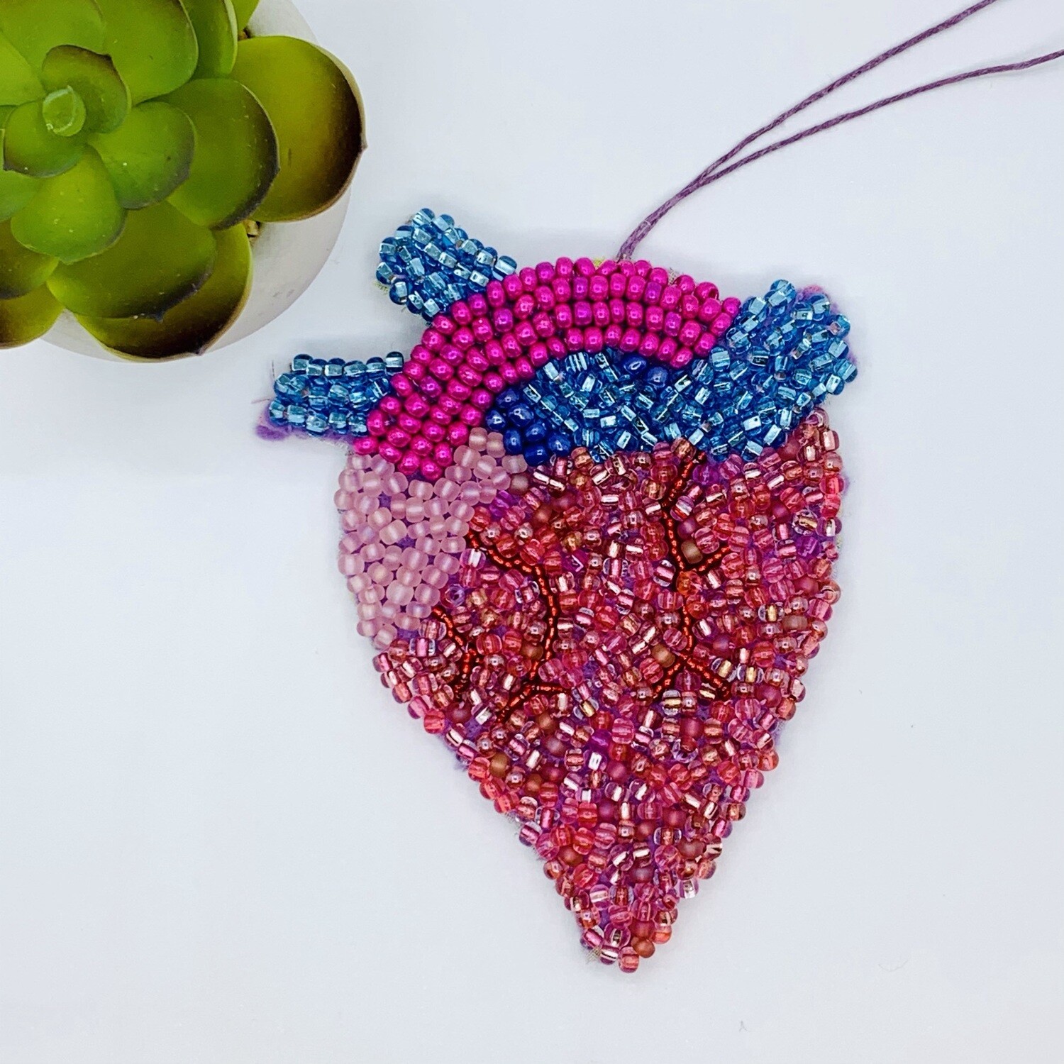 Pocket Heart Beaded Wall Hanging - Pink Heart Pocket Heart Beaded Wall Hanging - Pink Heart