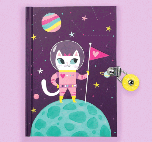 Space Kitty Glow In The Dark Locked Journal