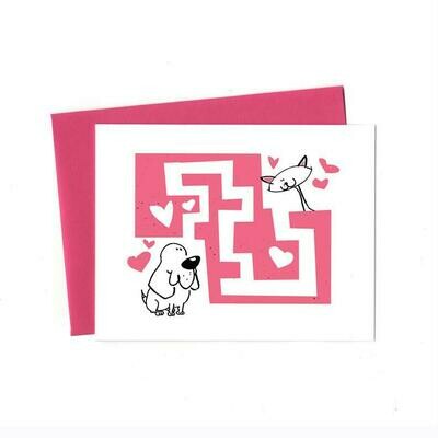 Love Maze Cat and Beagle, Single Card