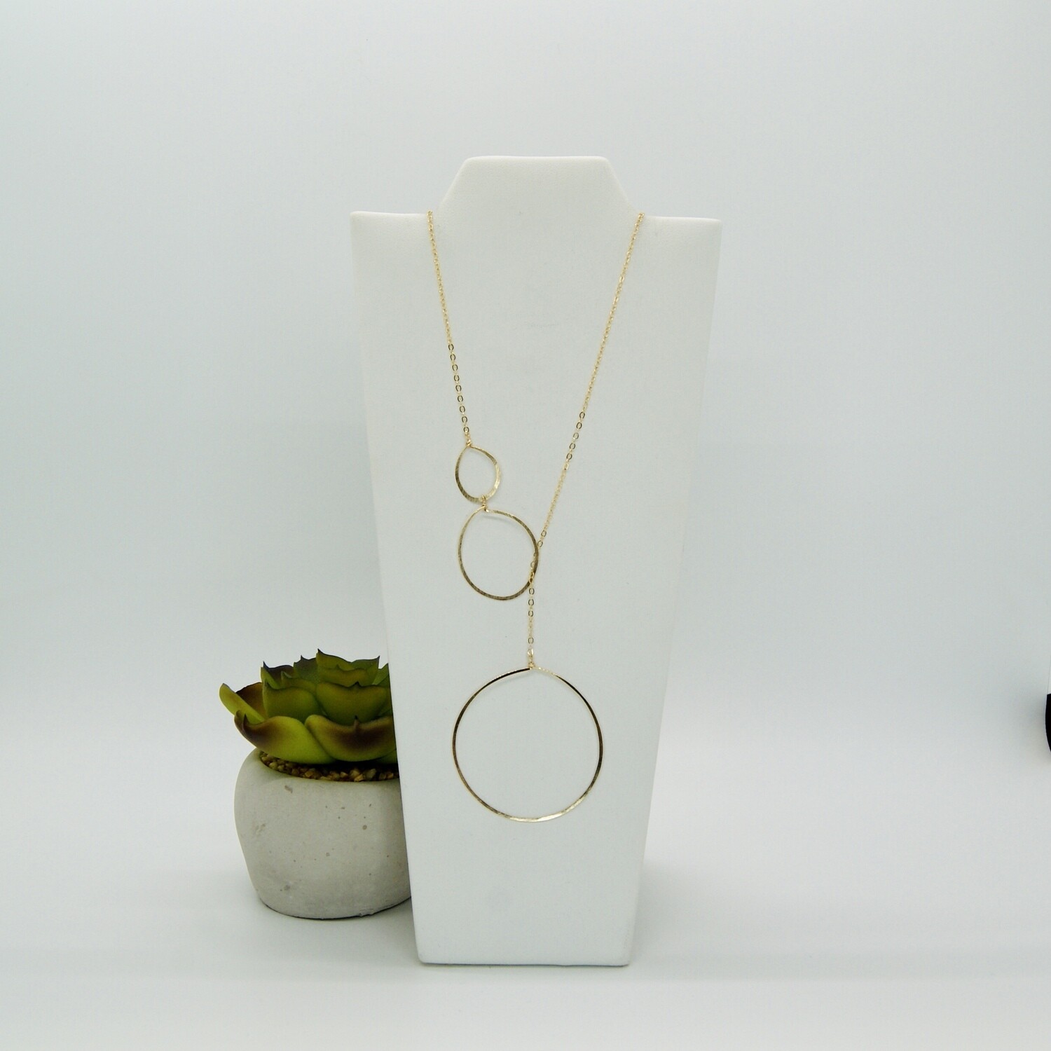 11010 Necklace-long-3 circles-gold, gold chain 11010 Necklace-long-3 circles-gold, gold chain