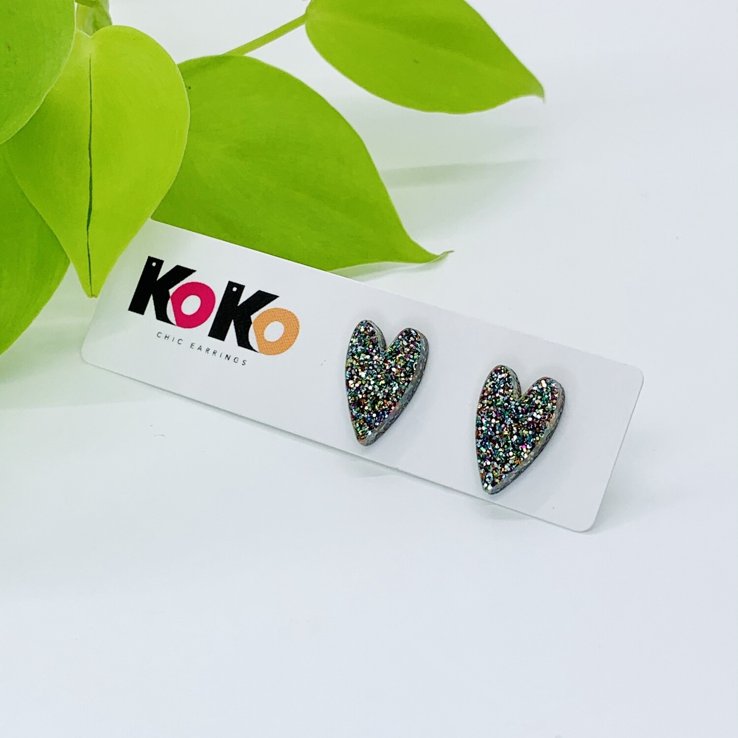 Stud Earrings, Kissing - Confetti glitter