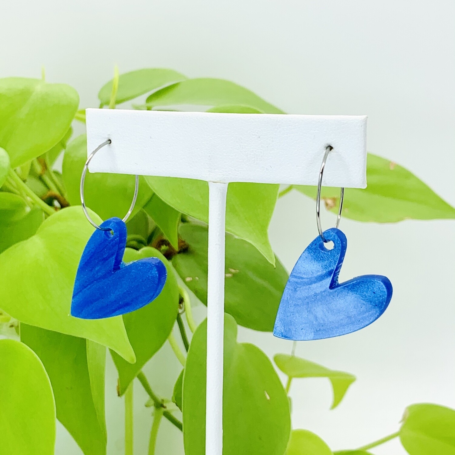 Hoop Earrings, I Love you - Blue