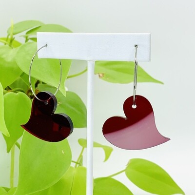Hoop Earrings, Romantic Dinner - Red