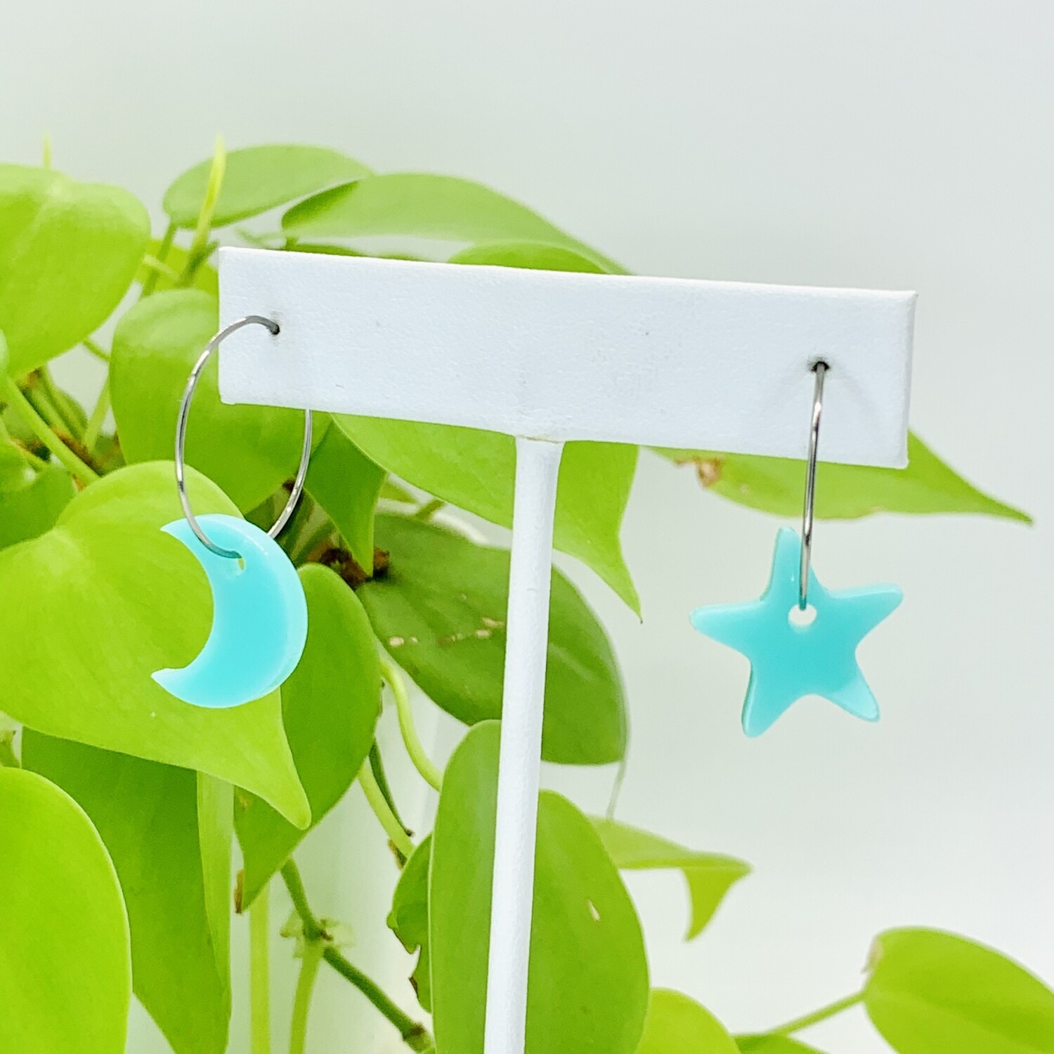 Hoop Earrings, Moonstar - Mint