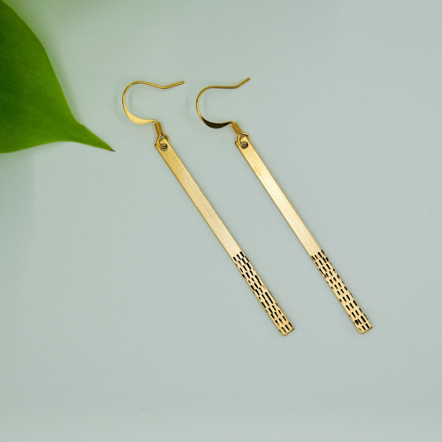 Long Rectangle Stamped Earrings