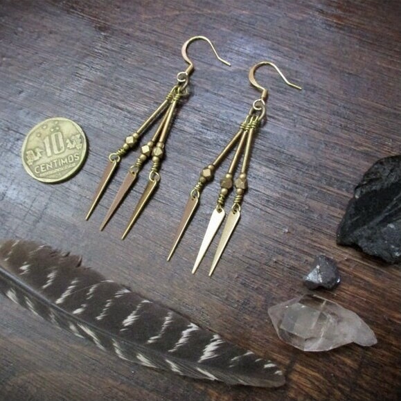 Brass Bead Dangle Earrings