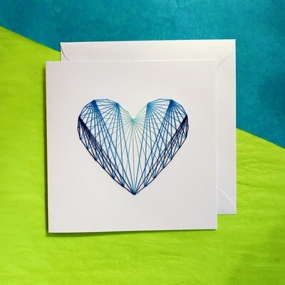 Large Card, Blue Gradient Heart on White