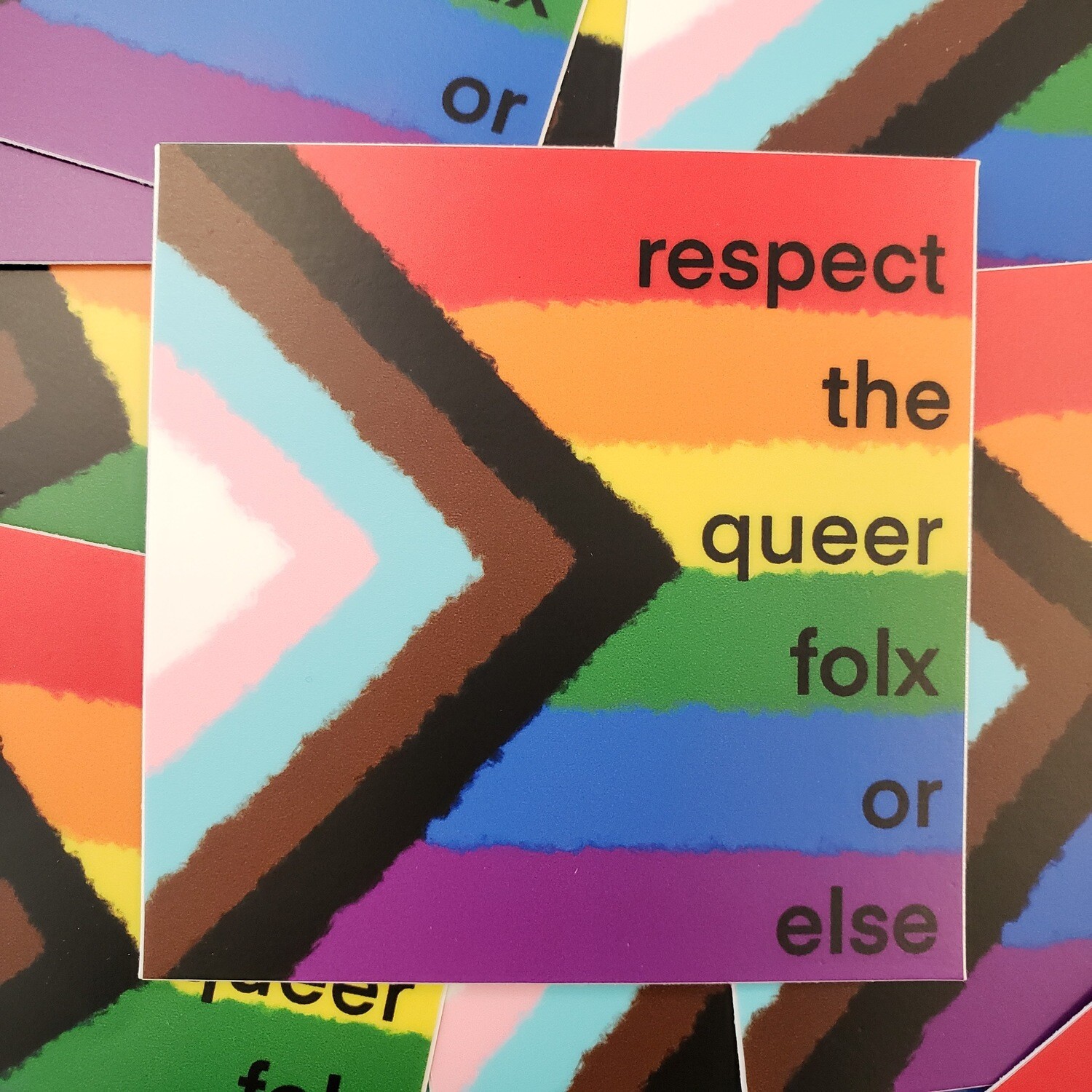 Sticker, Progress Flag - Respect Queer Folx Or Else