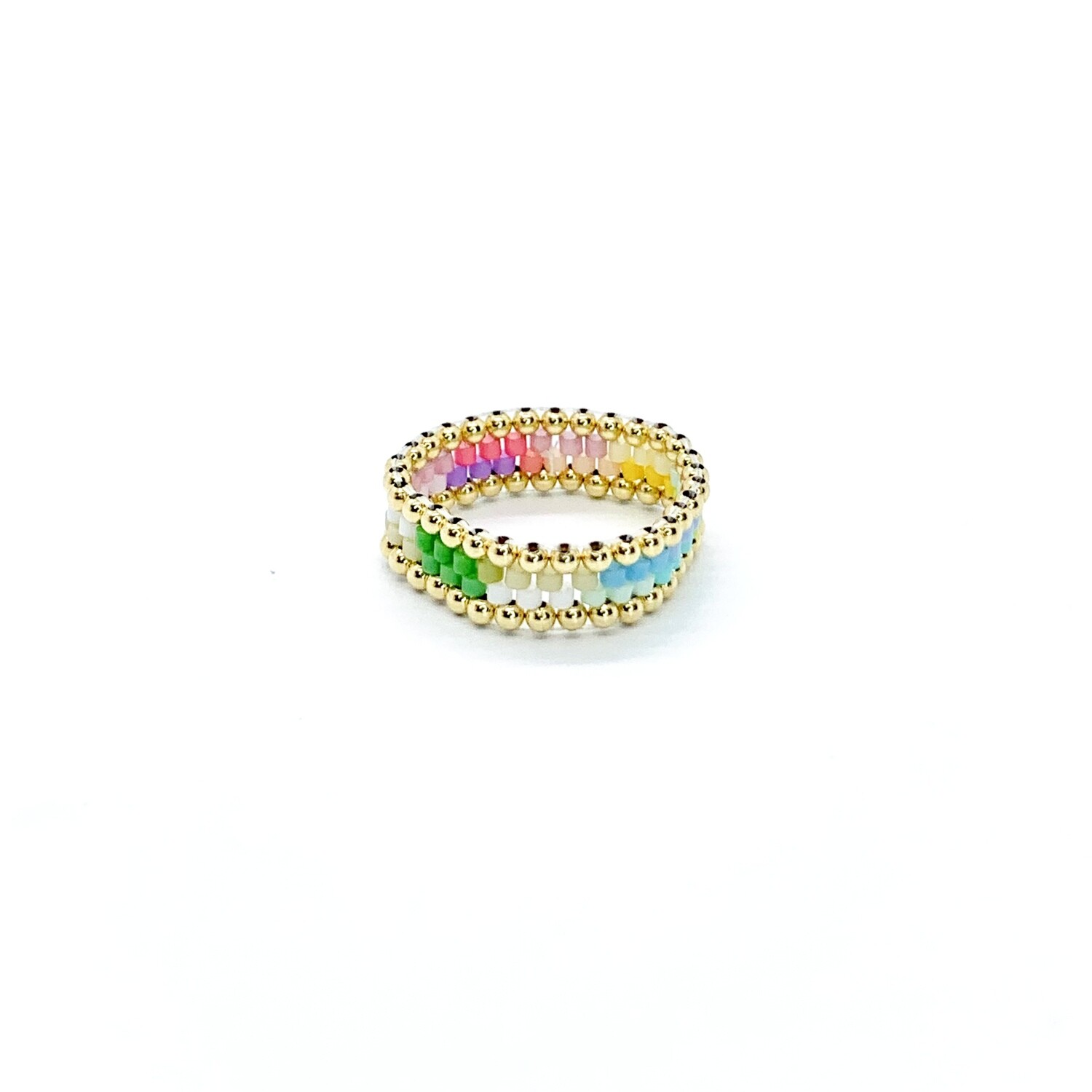 Beaded Rainbow Ring w/ 14K Gold Filled beads