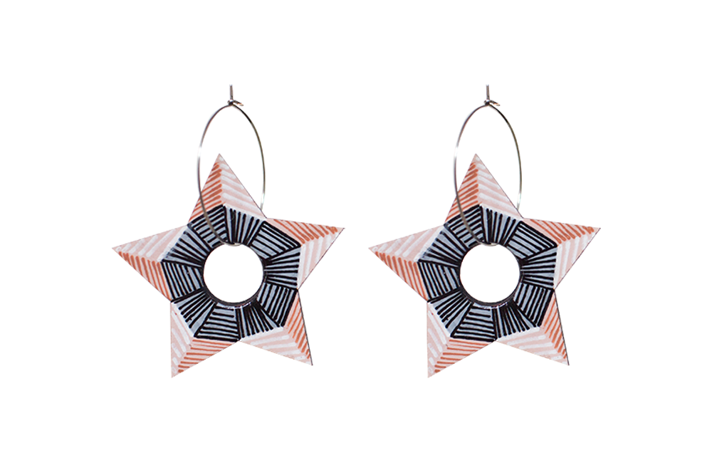 Earrings, Kaleidoscope Star Hoops