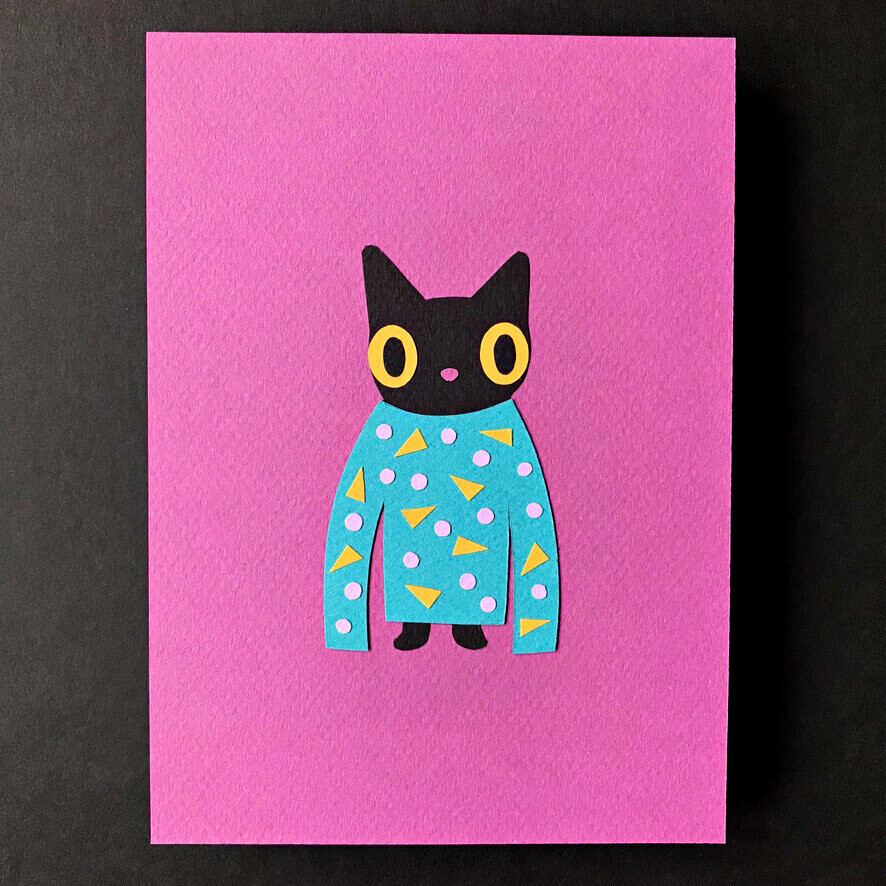 5x7 Print: Blue Sweater Crew Cat (Cousin PJ)