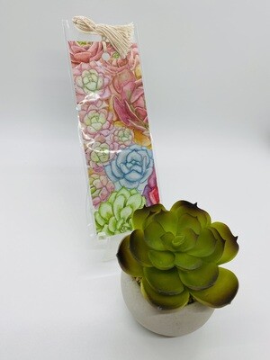 Succulent Bookmark with Cream Tassel