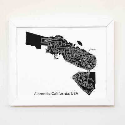 Alameda Maze Map, Black & White, 8x10