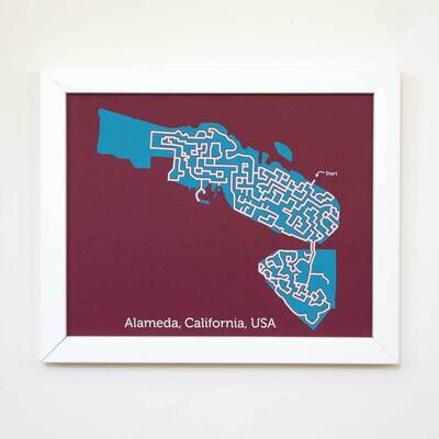 Alameda Maze Map, Red & Teal, 8x10