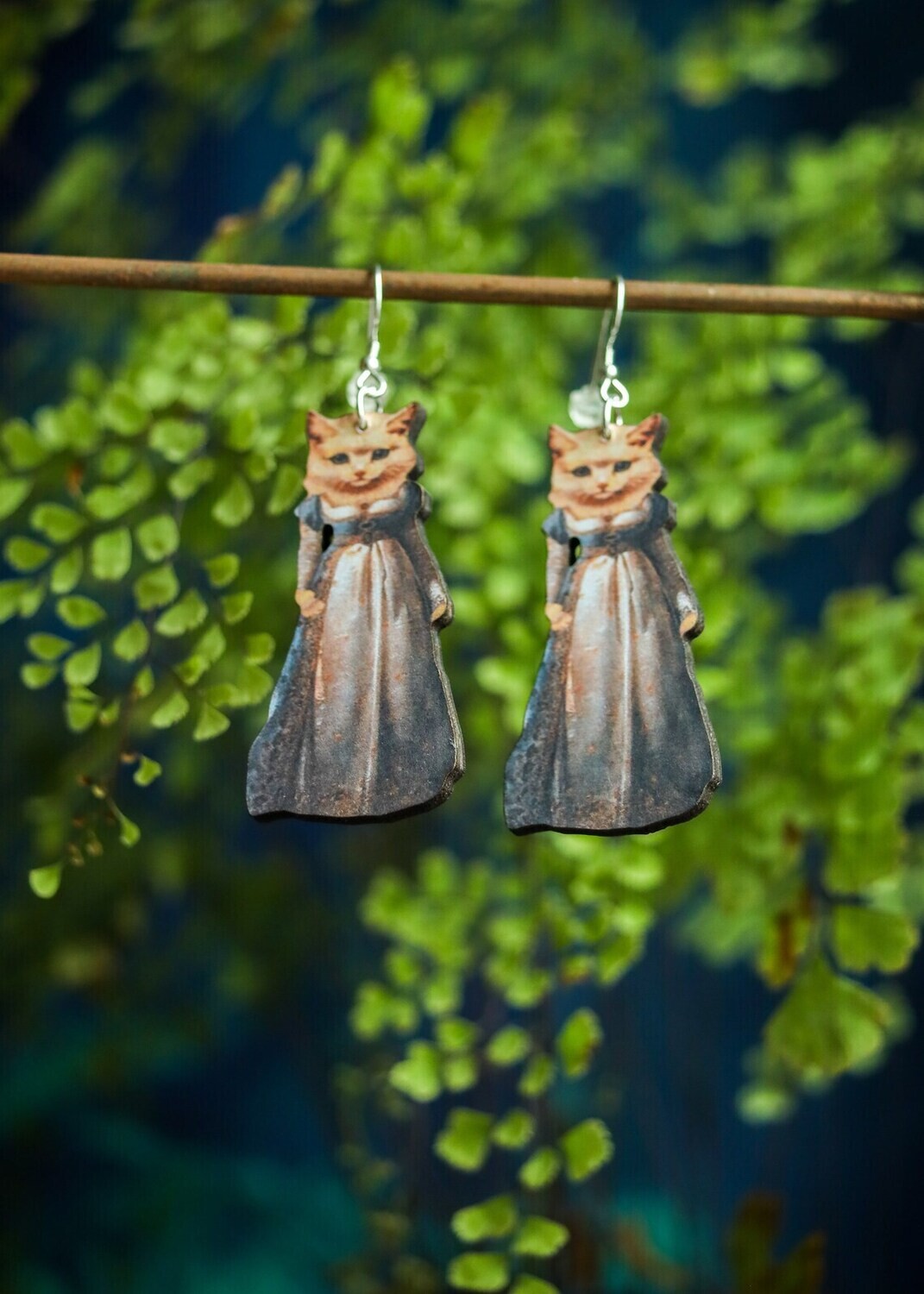 Fancy Cat Earrings - Blue Renaissance (EAR011)