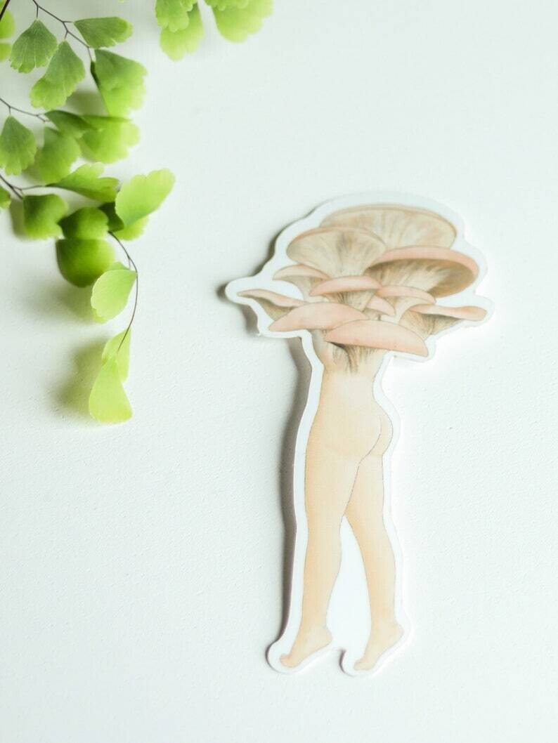 Mushroom Lady Sticker - Peach Oyster (STICK002) Mushroom Lady Sticker - Peach Oyster (STICK002)