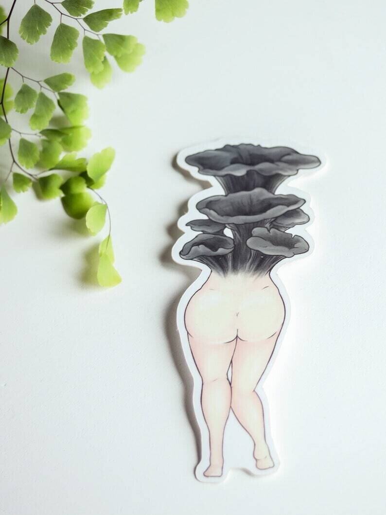 Mushroom Lady Sticker - Black Oyster (STICK003)