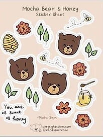 Mocha Bear Sticker Sheet