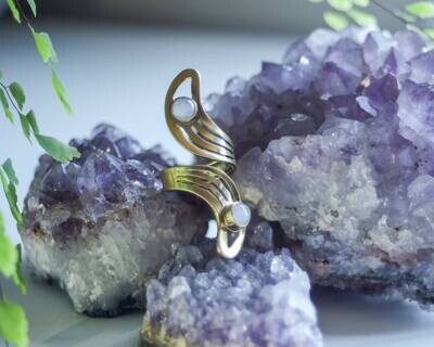Adjustable Moonstone Ring, Brass (RING002)