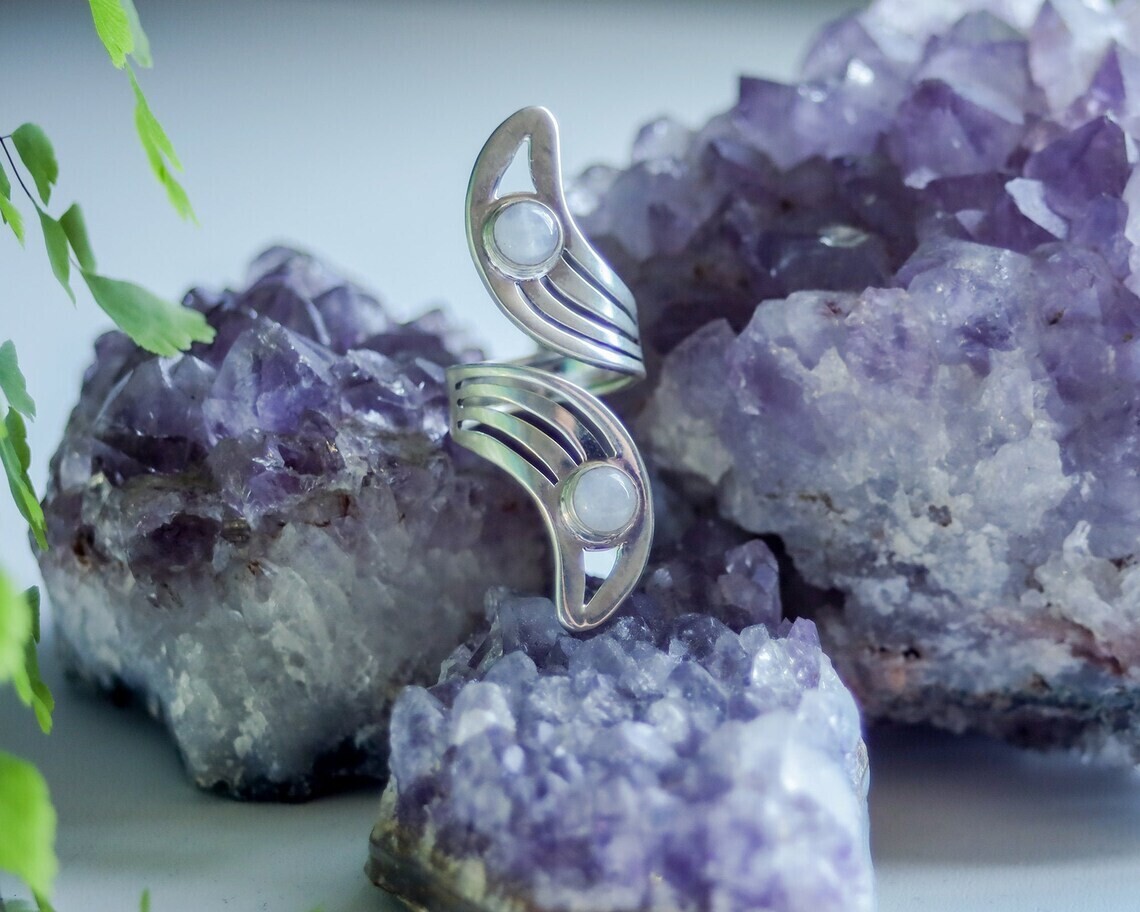 Adjustable Moonstone Ring, Silver (RING003)
