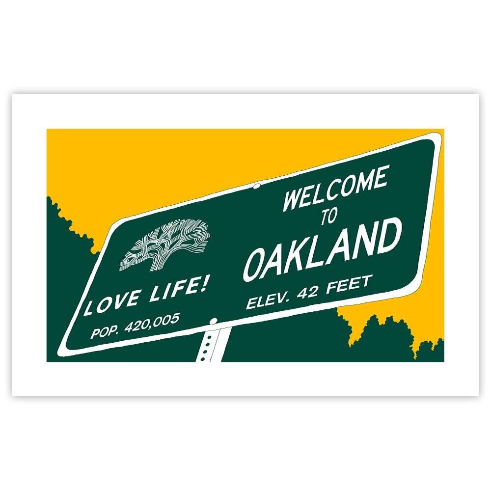 Welcome Oakland 420 Poster, 11 x 17 - Green & Gold