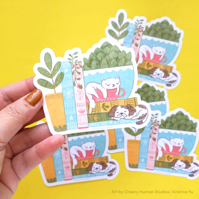 Sticker, Cozy Cat &amp; Dog Friends