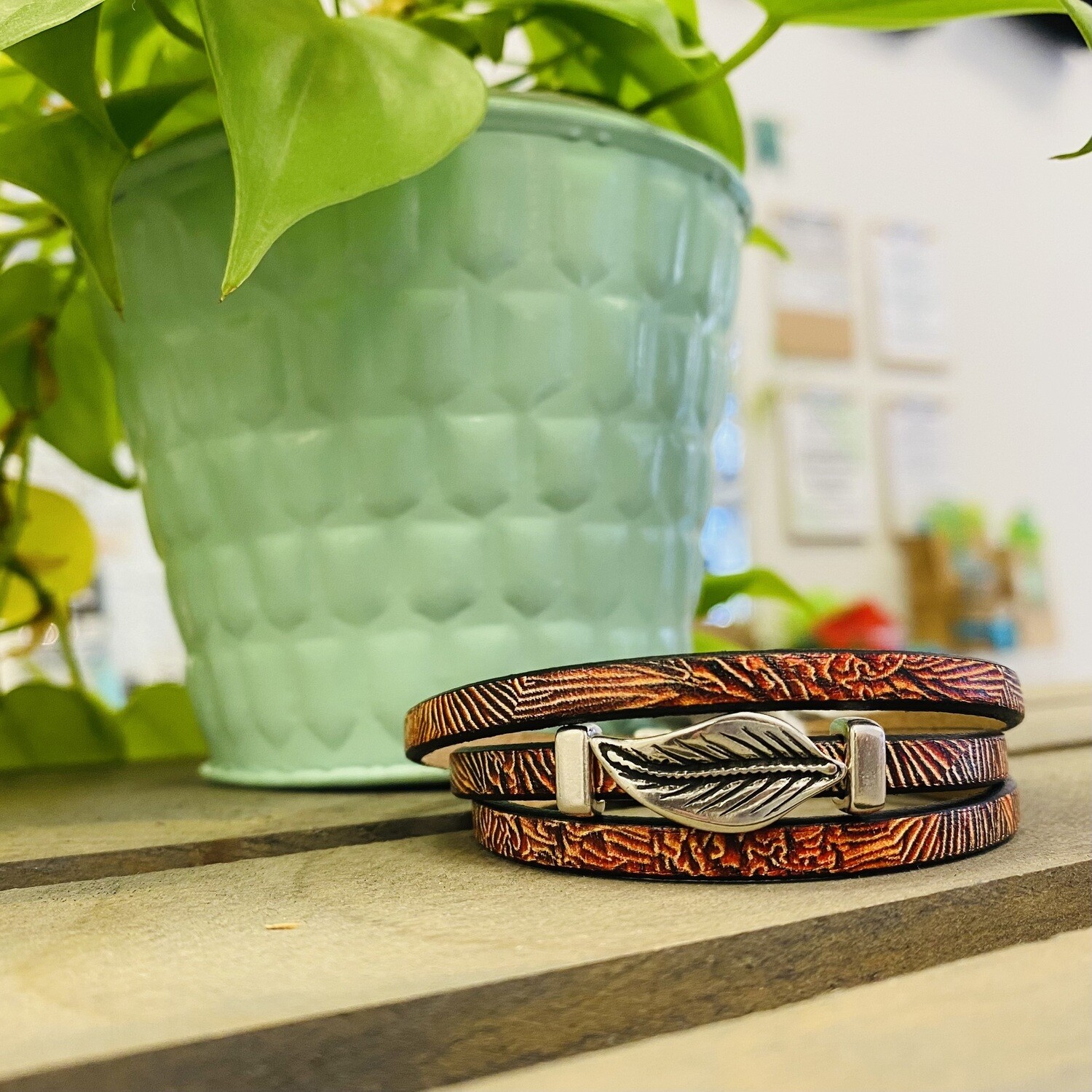 Triple Wrap Bracelet Leaf Copper Triple Wrap Bracelet Leaf Copper