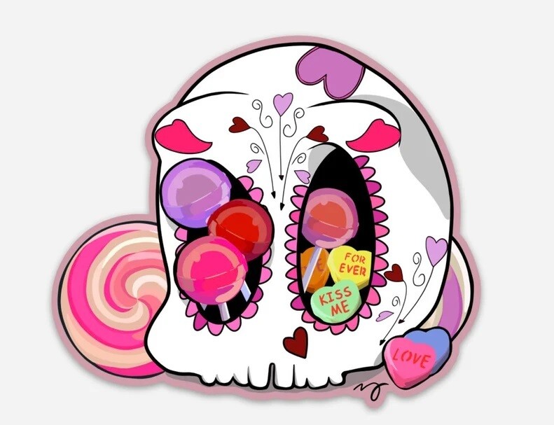 4&quot; Waterproof Vinyl Sticker - Candy Skull
