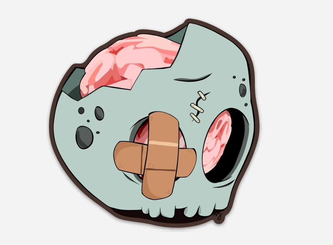 4&quot; Waterproof Vinyl Sticker - Zombie Skull