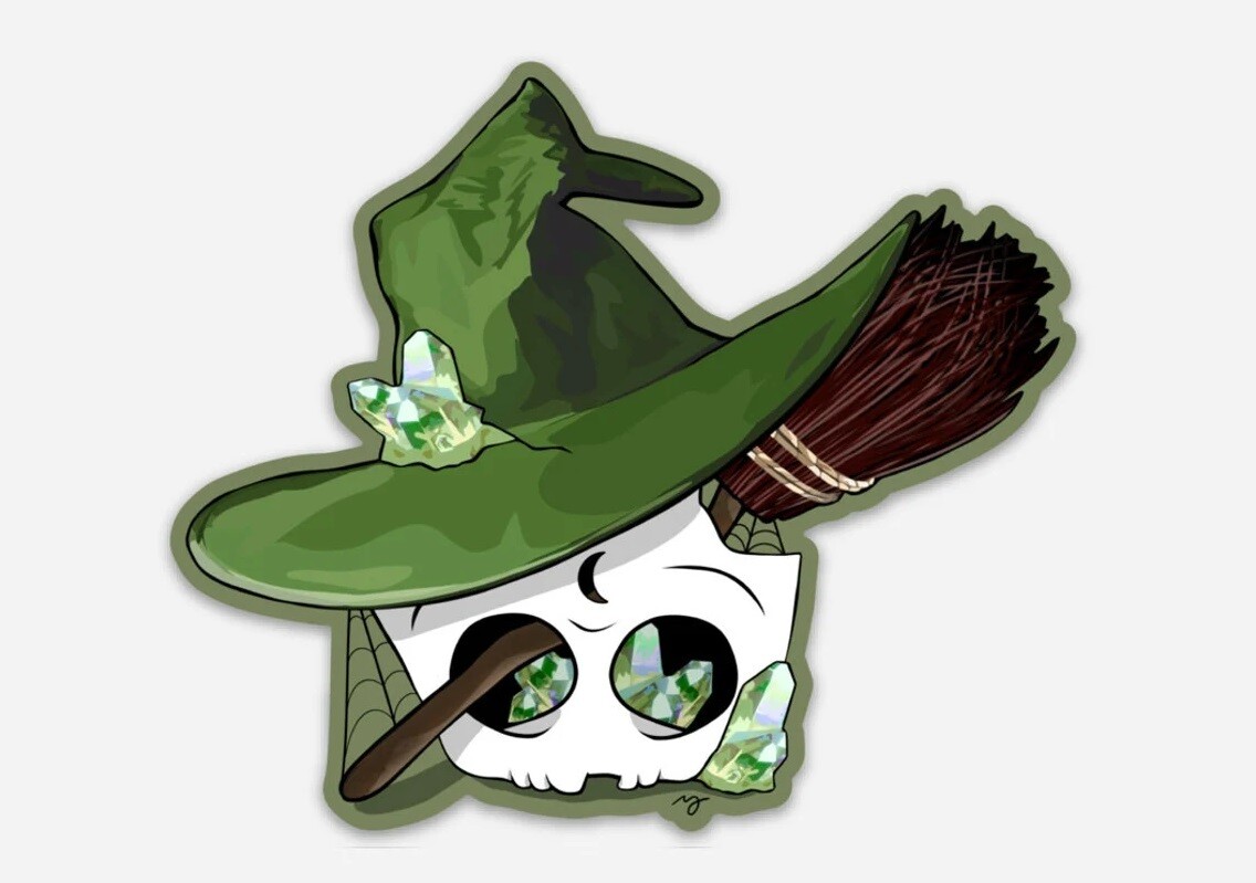 4&quot; Waterproof Vinyl Sticker - Witch Skull