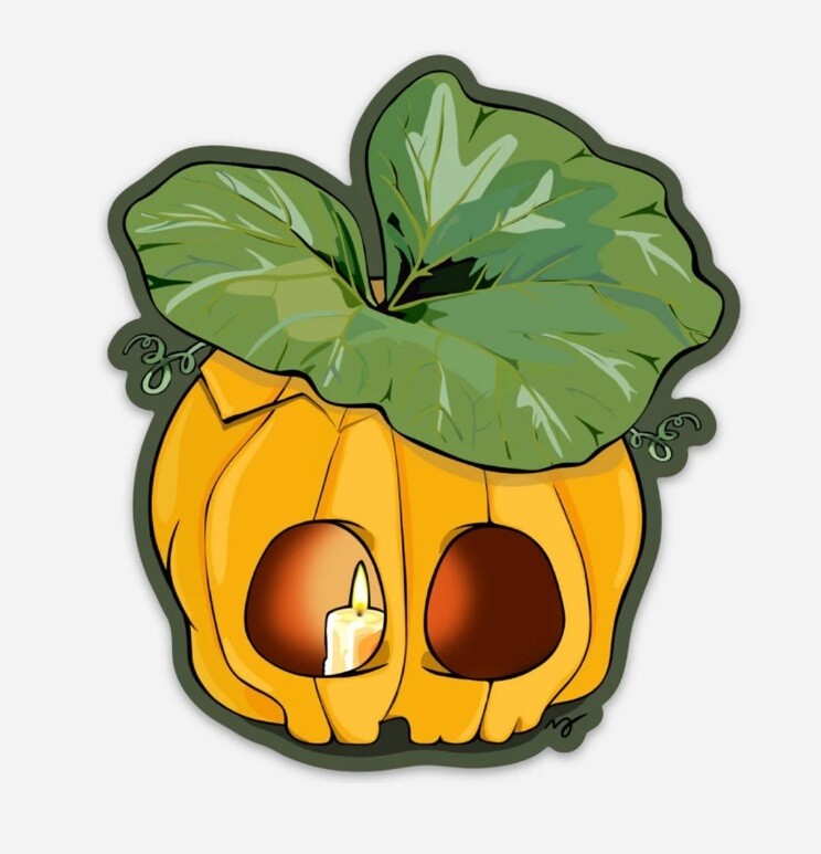 4&quot; Waterproof Vinyl Sticker - Pumpkin Skull