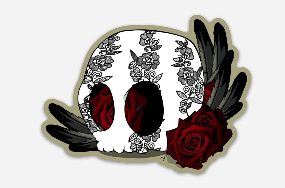 4" Waterproof Vinyl Sticker - Lace Skull 4" Waterproof Vinyl Sticker - Lace Skull