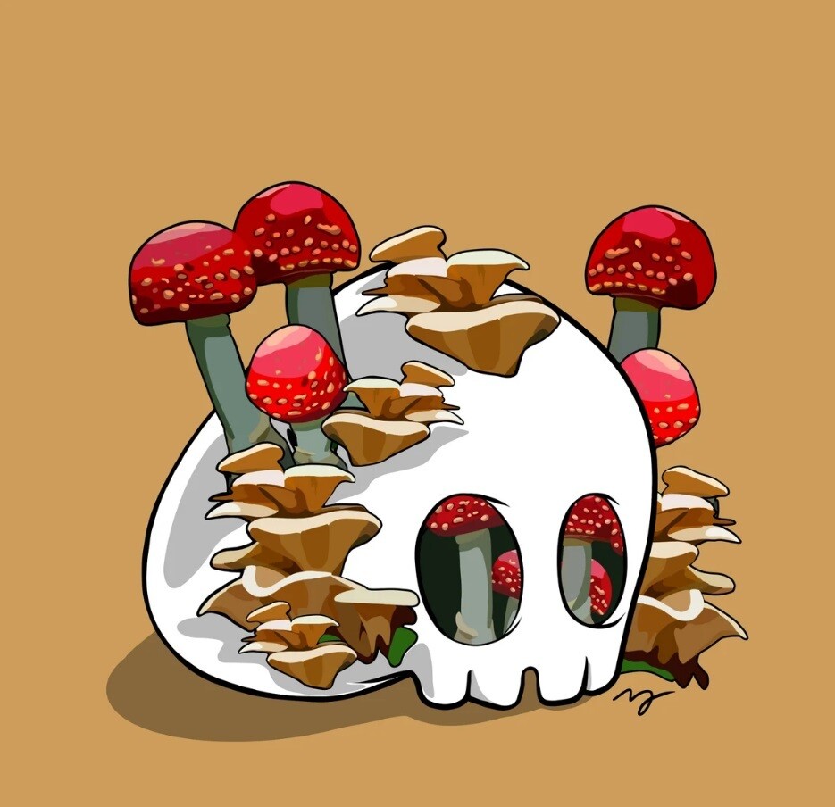 8&quot;x8&quot; Print - Mushroom Skull