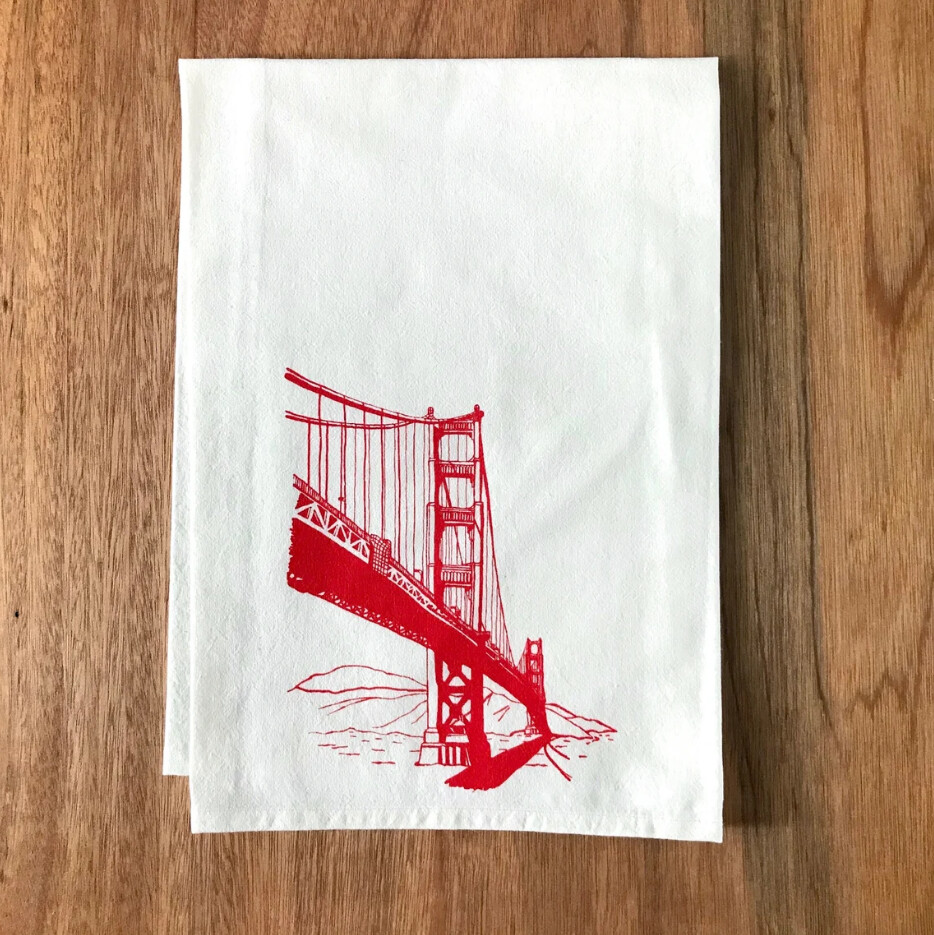 Golden Gate Bridge - Natural Towel - Red