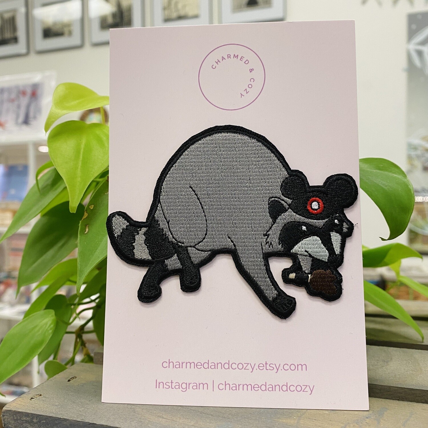 Raccoon Goes To Disney Iron On Patch Raccoon Goes To Disney Iron On Patch