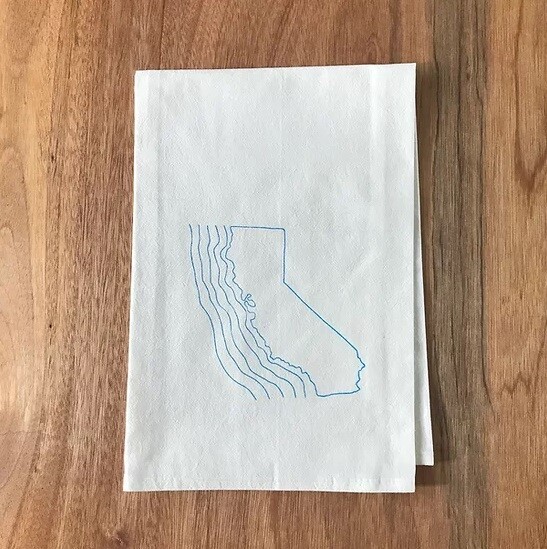 California - Natural Towel - Arctic Blue