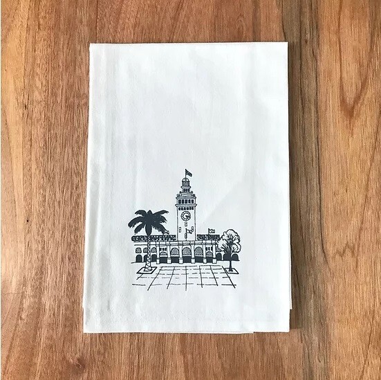 Ferry Building - Natural Towel - Gray