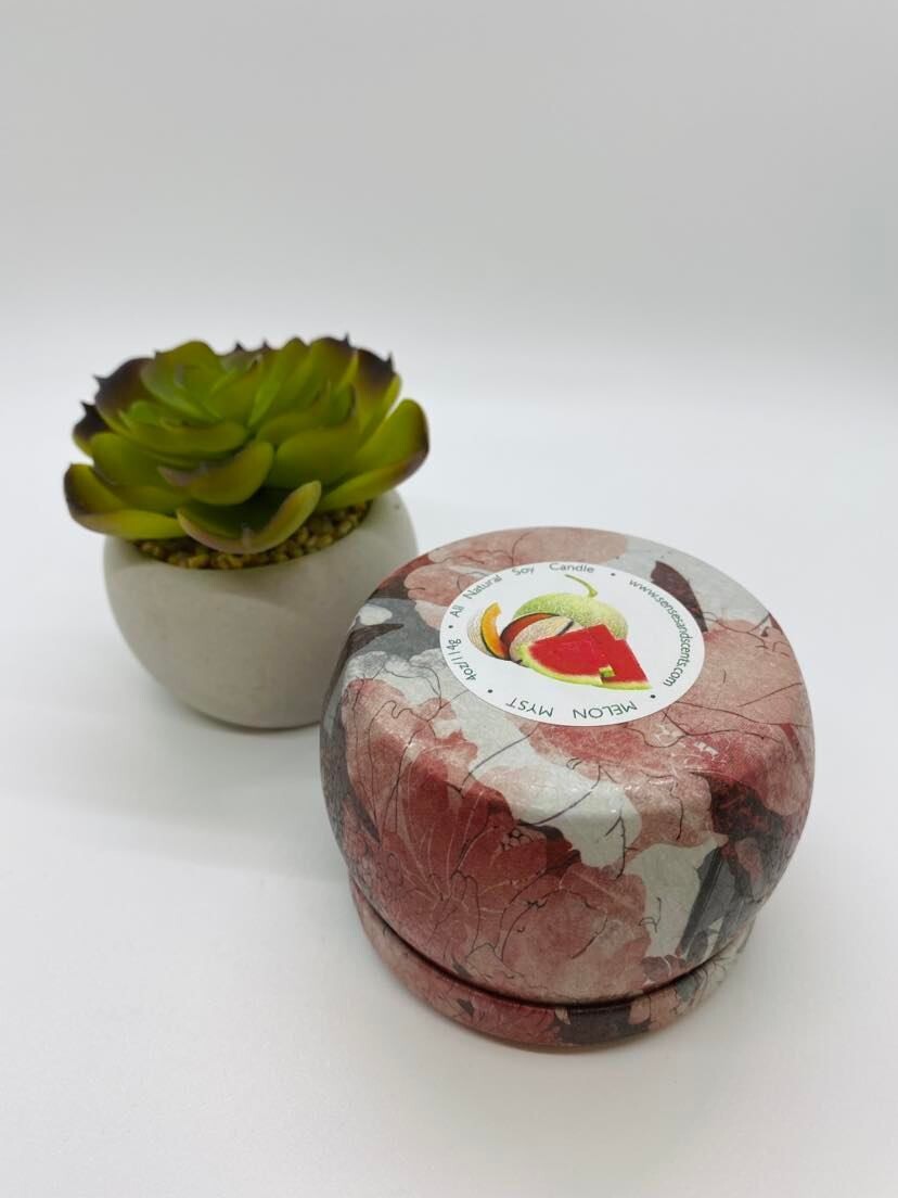 Decorative 4oz Soy Tin, Melon Mist